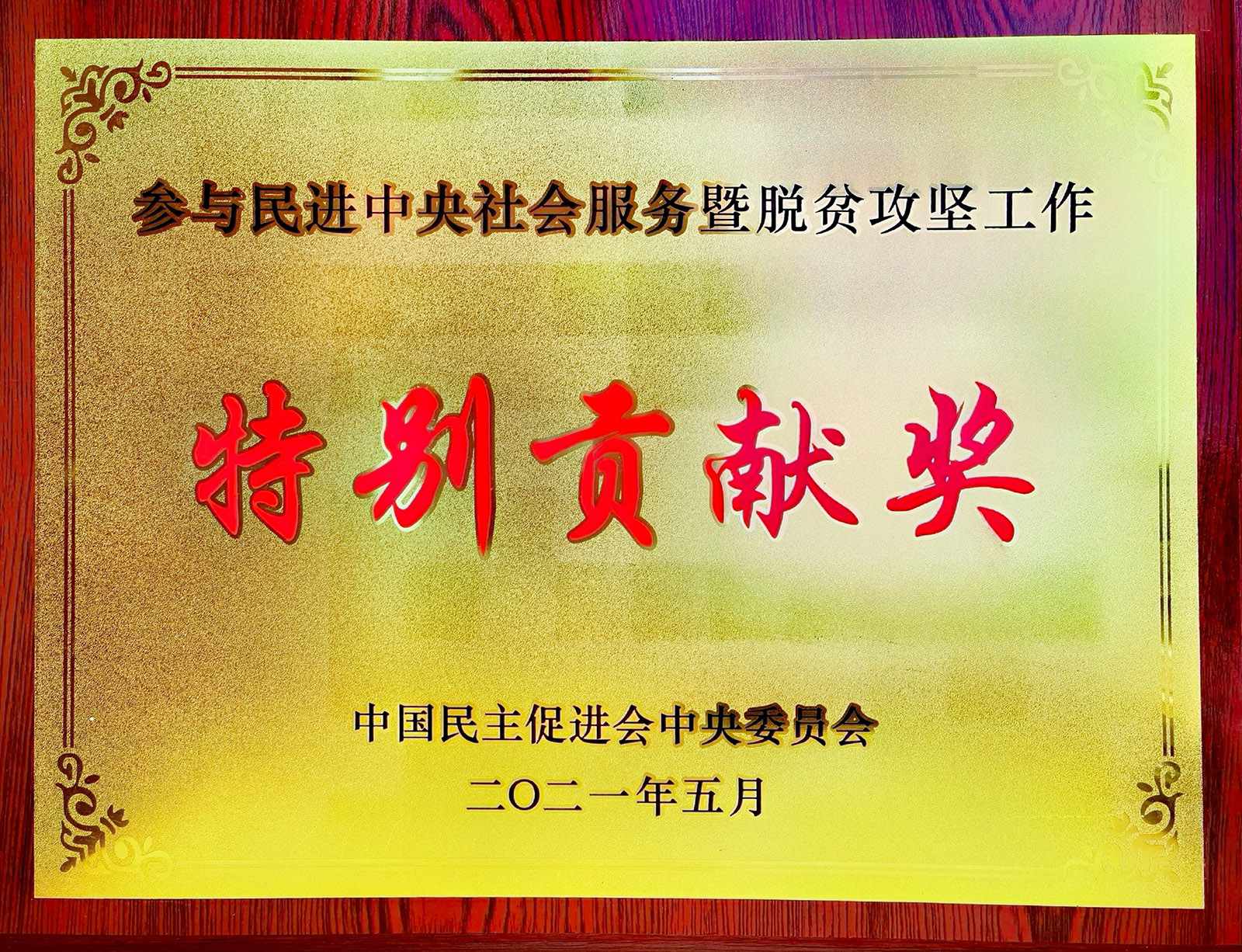OLE777股份荣获加入民进中央社会效劳暨脱贫攻坚事情特殊孝顺奖.jpg